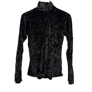 Skea Shimmies Velvet Long Mock Neck Black Sparkle Dance Ski Size Large NWT